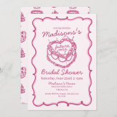 Invitation Coeur rose rétro Coquette gâteau cerise Shoot nupt (Devant / Derrière)