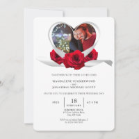 Coeur rose rouge avec photo Romantique Ruban blanc