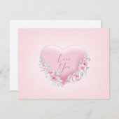 Invitation Coeur rose Valentines (Devant / Derrière)