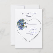 INVITATION COEUR ROUGE AVEC MONOGRAMME RSVP BLEU NE M'OUBLIE  (Dos)