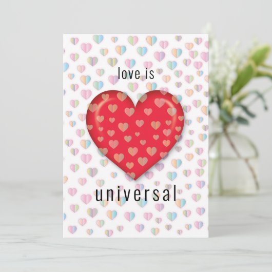 Invitation cœur rouge avec motif à pois (Debout devant)