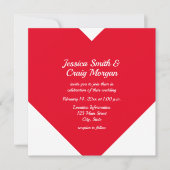 Invitation Cœur Rouge Clair Saint-Valentin Mariage (Devant)