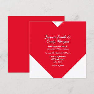 Invitation Cœur Rouge Clair Saint-Valentin Mariage