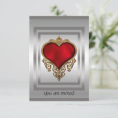 Invitation Cœur Rouge et Argent (Debout devant)
