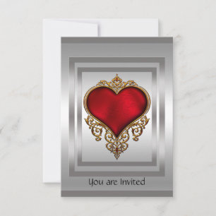 Invitation Cœur Rouge et Argent