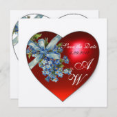 Invitation CŒUR ROUGE & MONOGRAMME MON OUBLI Champagne Blanc (Devant / Derrière)