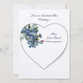 Invitation CŒUR ROUGE & MONOGRAMME PENSEE Bleu Blanc (Dos)