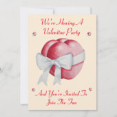 Invitation Coeur rouge romantique avec la fête de la Saint-Va (Devant)
