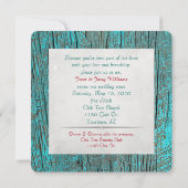 Invitation coeur rouge sur le renouveau voeu bois turquoise (Dos)