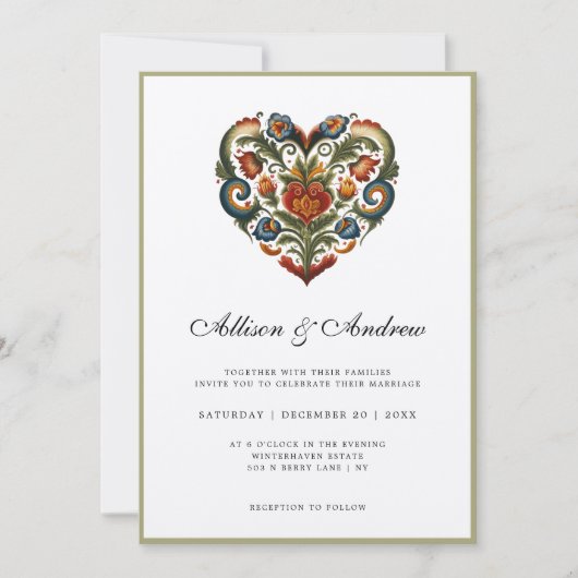 Invitation Coeur rousel norvégien | MARIAGE (Devant)