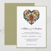 Invitation Coeur rousel norvégien | MARIAGE (Devant / Derrière)