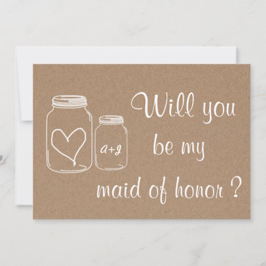 Invitation Coeur Rustique Serez-Vous Ma Fille D'Honneur ? (Devant)