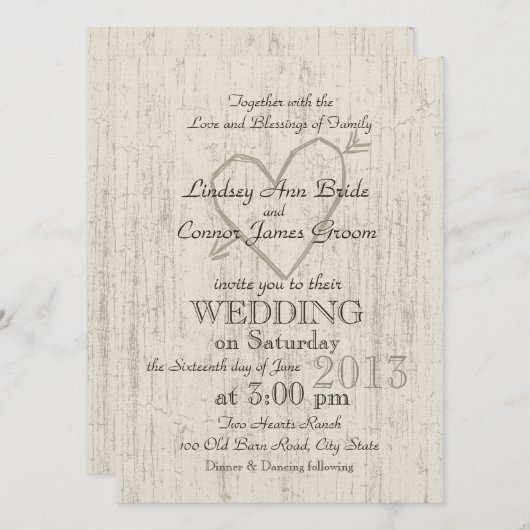 Invitation Coeur sculpté Mariage (Devant / Derrière)