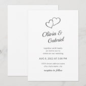 Invitation Coeur simple et élégant. mariage de script élégant (Devant / Derrière)