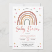 Invitation Coeur Star Muted Tones Boho Rainbow Baby shower (Devant)