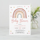 Invitation Coeur Star Muted Tones Boho Rainbow Baby shower (Debout devant)