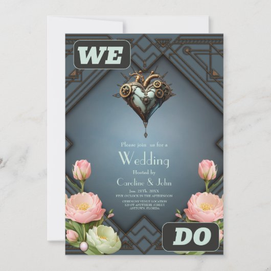 Invitation Coeur steampunk fascinant (Devant)