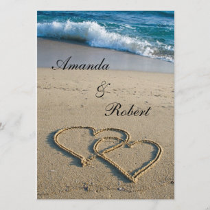 Invitation Coeur sur la plage de Shore