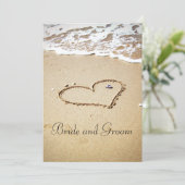 Invitation Coeur sur le rivage (Debout devant)