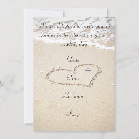 Invitation Coeur sur le rivage (Dos)