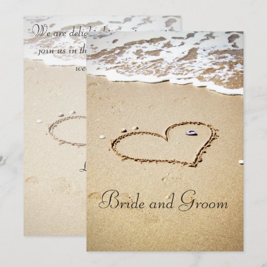 Invitation Coeur sur le rivage (Devant / Derrière)
