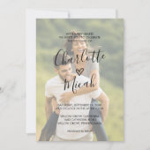 Invitation Coeur tiré à la main | Faded Photo Le Mariage De (Devant)