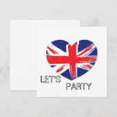 Invitation Coeur Union Jack Flag (Devant / Derrière)