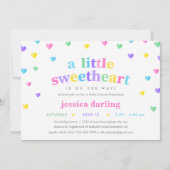 Invitation Coeur Valentine Thème Bébé Fille Douche Pastel (Devant)