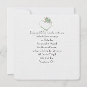 Invitation Coeur vert menthe mariage et bouquet de rose (Dos)