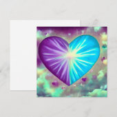 Invitation Cœur Violet & Bleu (Devant / Derrière)