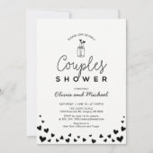 Invitation Coeur, Wedding shower Mason Jar_Chic Couples Noirs (Devant)