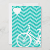 Invitation Coeurs à la mode bleus de bicyclette de Chevron (Dos)