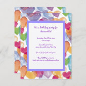 Invitation Cœurs à l'aquarelle (Devant / Derrière)