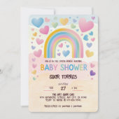 Invitation Coeurs amusants et Baby shower arc-en-ciel (Devant)