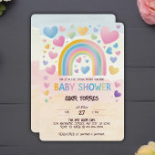 Invitation Coeurs amusants et Baby shower arc-en-ciel