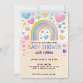 Invitation Coeurs amusants et Baby shower arc-en-ciel (Devant)
