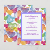 Invitation Cœurs aquarelle (Devant / Derrière)