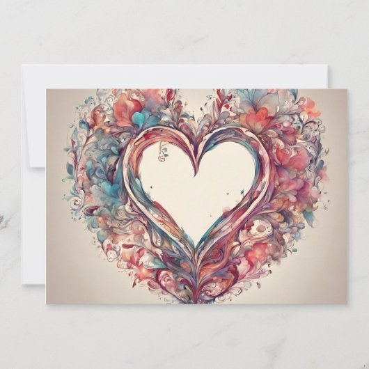 Invitation Coeurs - aquarelle peinture cardiaque (Devant)