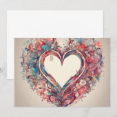 Invitation Coeurs - aquarelle peinture cardiaque (Devant / Derrière)