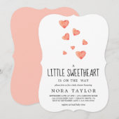 Invitation Coeurs aquarelle | Petit Baby shower de coeur (Devant / Derrière)
