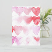 Invitation cœurs aquarelle rose et rouge (Debout devant)