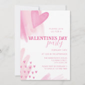 Invitation Coeurs Aquarelle rose Valentines Jour Fête (Devant)
