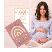 Invitation Coeurs arc-en-ciel baby shower rose