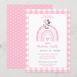 Invitation Coeurs arc-en-ciel de vache mignonne En vichy fill