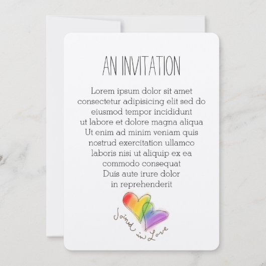 Invitation Coeurs Arc-En-Ciel Rejoints Dans L'Invitation Amou (Dos)