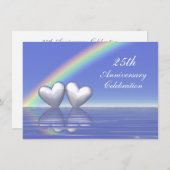 Invitation Cœurs argentés pour le 25e anniversaire (Devant / Derrière)