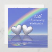Invitation Cœurs argentés pour le 25e anniversaire (Devant / Derrière)