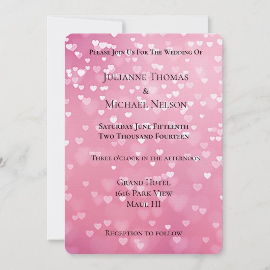 Invitation Coeurs blancs roses Mariage romantique (Devant)