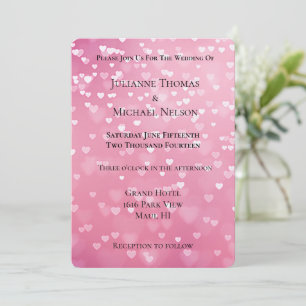 Invitation Coeurs blancs roses Mariage romantique