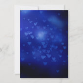 Invitation Coeurs bleu Fête des mariées moderne Bokeh (Dos)